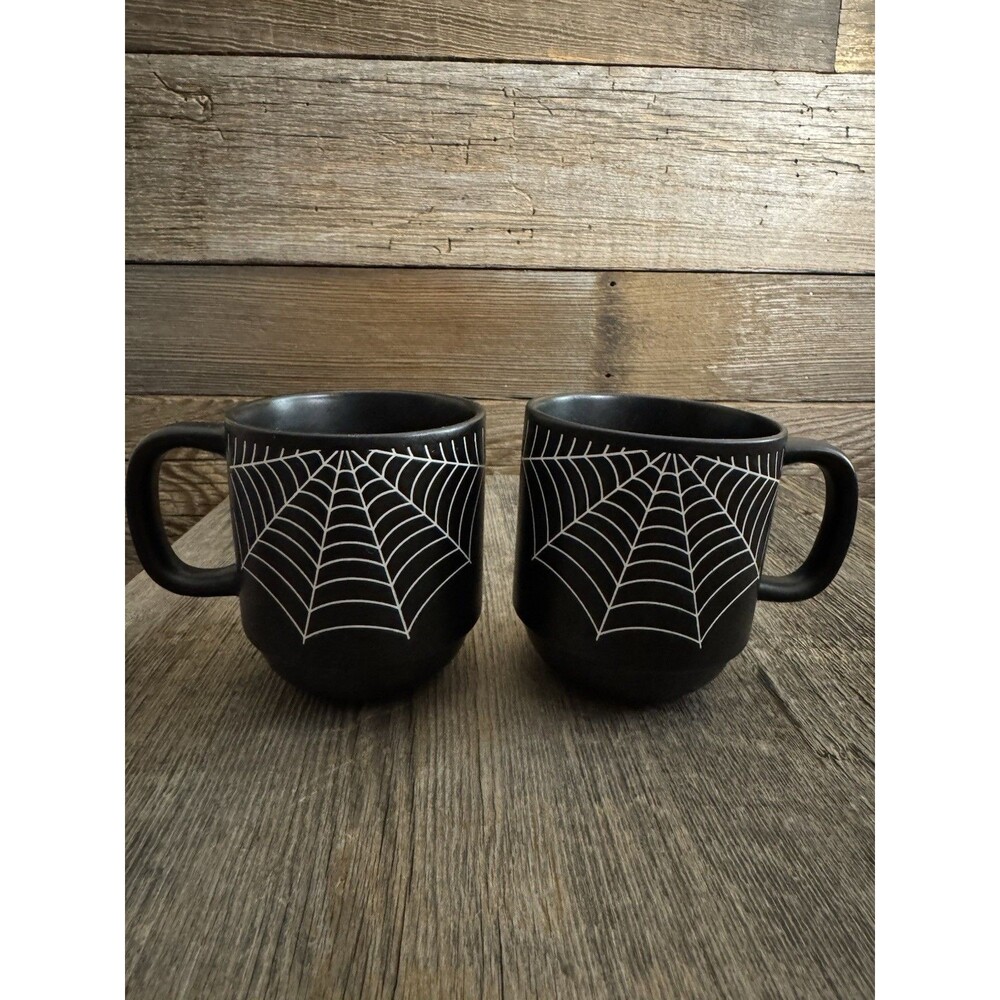 Set of 2 Web Mugs Made by Cobwebs & Cauldrons Halloween Decor